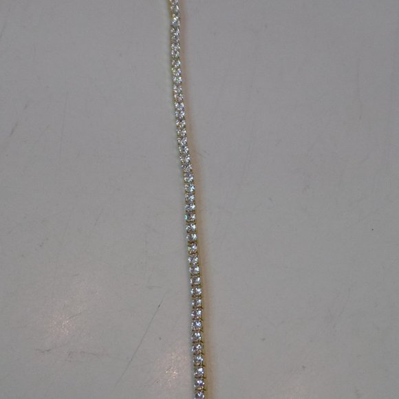 Worn 1X Unbranded Goldtone & CZ Bling Necklace "Y" Adj 15"  Tail  6.5" Beautiful - Picture 6 of 9